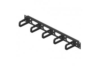 19" vyvazovací panel 1U jednostranný, plast. oka 40x80 mm, černý