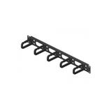 19" vyvazovací panel 1U jednostranný, plast. oka 40x80 mm, černý