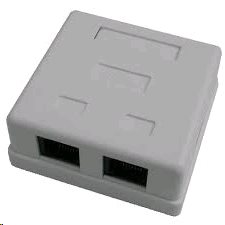 Datová zásuvka UTP CAT5e 2xRJ45 na omítku, bílá