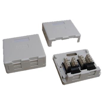 Datová zásuvka UTP CAT6 2xRJ45 na omítku (protiprachová) bílá