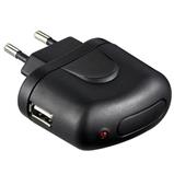 Napájecí a nabíjecí adaptér 230V na USB, 1A, černá barva