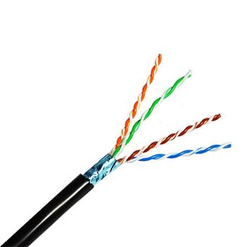 OK-NET ethernetový kabel CAT5E, FTP, drát, PE, venkovní, černý