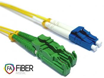 Optický patchcord, 9/125,E2000/APC-LC/PC, SM, duplex, 1m
