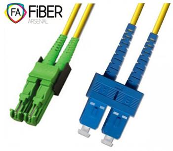 Optický patchcord, 9/125,E2000/APC-SC/PC, SM, duplex, 1m