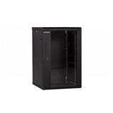 RACK LanTechnic, 19", 18U, 600x600mm, prosklené dveře, nástěnný, jednodílný, černá