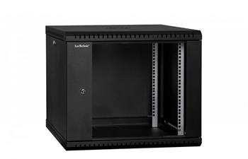 RACK LanTechnic, 19", 9U, 600x600mm, prosklené dveře, nástěnný, jednodílný, černá
