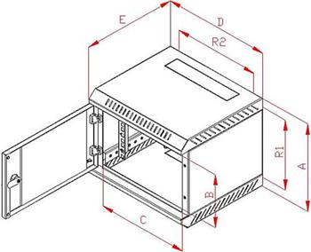 RACK Triton , 10", 6U, 310x260mm, nástěnný - RBA-06-AS3-CAX-C1