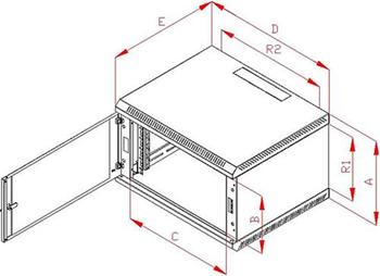 RACK Triton , 19", 12U, 600x500mm, nástěnný - RBA-12-AS5-CAX-A1