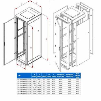 RACK Triton , 19", 15U, 600x600mm, stojanový - RZA-15-A66-XAX-A1