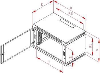 RACK Triton , 19", 18U, 600x400mm, nástěnný - RBA-18-CS4-CAX-A1