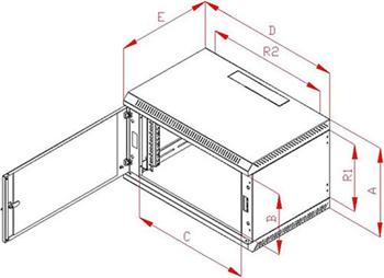 RACK Triton , 19", 18U, 600x600mm, nástěnný