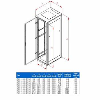 RACK Triton , 19", 18U, 800x1000mm, stojanový - RMA-18-A81-CAX-A1