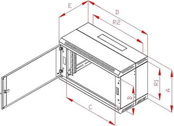 RACK Triton , 19", 4U, 600x300mm, nástěnný - RBA-04-AD2-CAX-A1