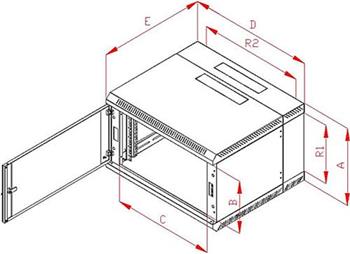 RACK Triton , 19", 4U, 600x500mm, nástěnný - RBA-04-AD5-CAX-A1