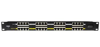Repasované: PoE panel 19", osazený, stíněný, 16 x RJ45, pasivní PoE